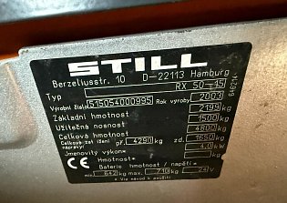 Elektrický vysokozdvižný vozík Still 50-15 s kleštěmi