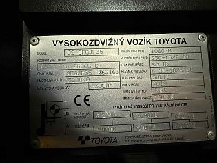 Vysokozdvižný vozík Toyota, 02-8FGJF35, LPG
