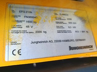Vysokozdvižný vozík JUNGHEINRICH EFG 216k